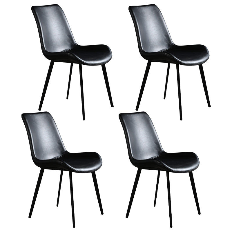 Metal Industrial Dining Kitchen Room Chair Solid Back Side Chair Black 4 Piece Set Black Clearhalo ' kitchen&dining_furn' 'Dining Chairs' 'Dining Tables & Seating' 'dining_chair' 'furn' 'furn_dining_chair' 'Furniture' 'furniture_dining_chair' 'Kitchen & Dining Furniture' 'kitchen' 4600092