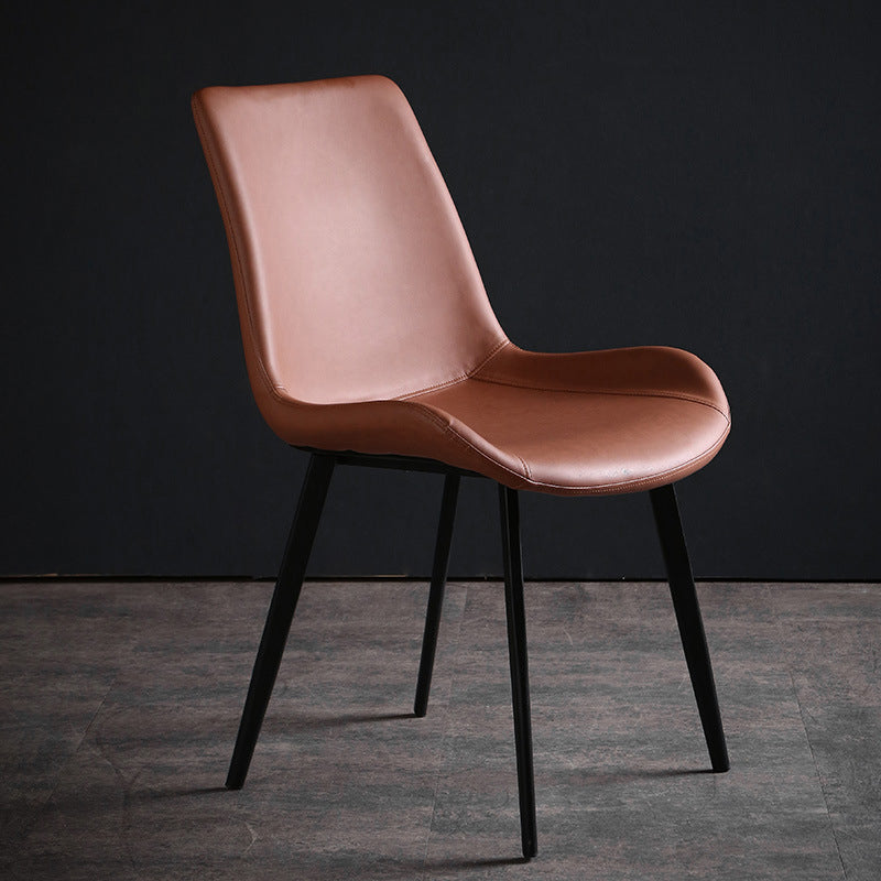 Metal Industrial Dining Kitchen Room Chair Solid Back Side Chair Brown 1 Piece Black Clearhalo ' kitchen&dining_furn' 'Dining Chairs' 'Dining Tables & Seating' 'dining_chair' 'furn' 'furn_dining_chair' 'Furniture' 'furniture_dining_chair' 'Kitchen & Dining Furniture' 'kitchen' 4600106