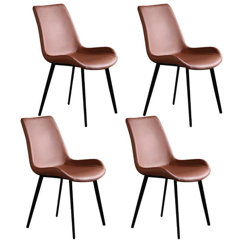 Metal Industrial Dining Kitchen Room Chair Solid Back Side Chair Brown 4 Piece Set Black Clearhalo ' kitchen&dining_furn' 'Dining Chairs' 'Dining Tables & Seating' 'dining_chair' 'furn' 'furn_dining_chair' 'Furniture' 'furniture_dining_chair' 'Kitchen & Dining Furniture' 'kitchen' 4600110