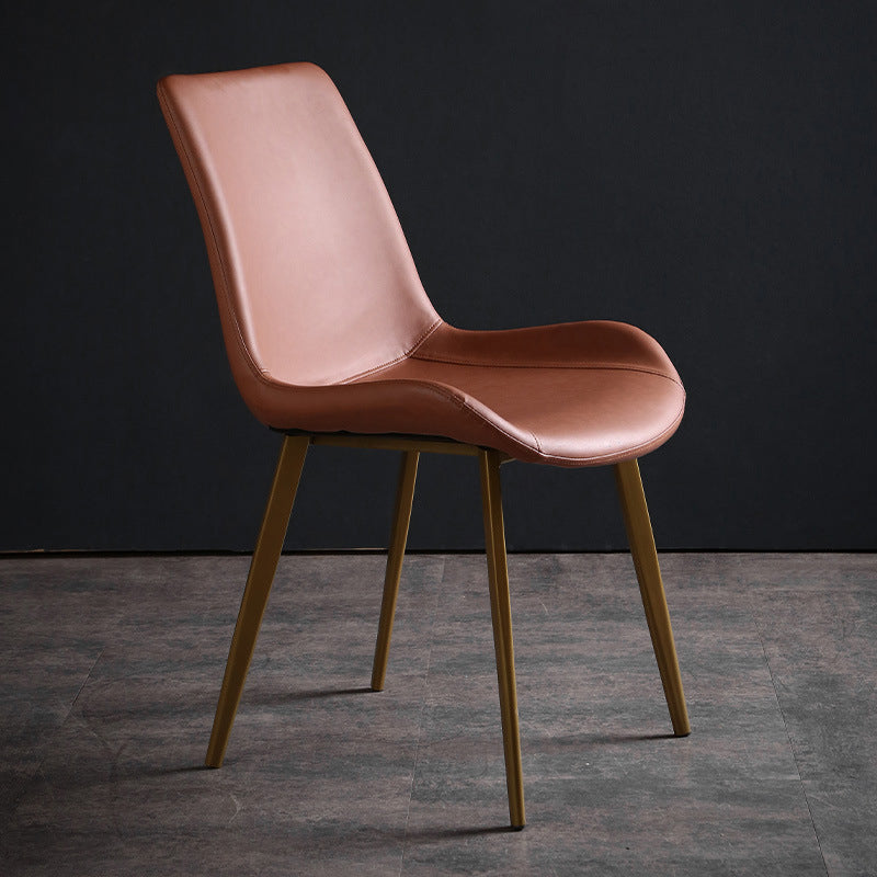 Metal Industrial Dining Kitchen Room Chair Solid Back Side Chair Brown 1 Piece Brass Gold Clearhalo ' kitchen&dining_furn' 'Dining Chairs' 'Dining Tables & Seating' 'dining_chair' 'furn' 'furn_dining_chair' 'Furniture' 'furniture_dining_chair' 'Kitchen & Dining Furniture' 'kitchen' 4600123