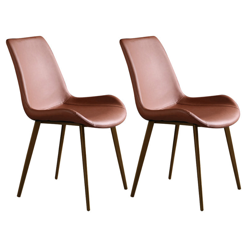 Metal Industrial Dining Kitchen Room Chair Solid Back Side Chair Brown 2 Piece Set Brass Gold Clearhalo ' kitchen&dining_furn' 'Dining Chairs' 'Dining Tables & Seating' 'dining_chair' 'furn' 'furn_dining_chair' 'Furniture' 'furniture_dining_chair' 'Kitchen & Dining Furniture' 'kitchen' 4600124