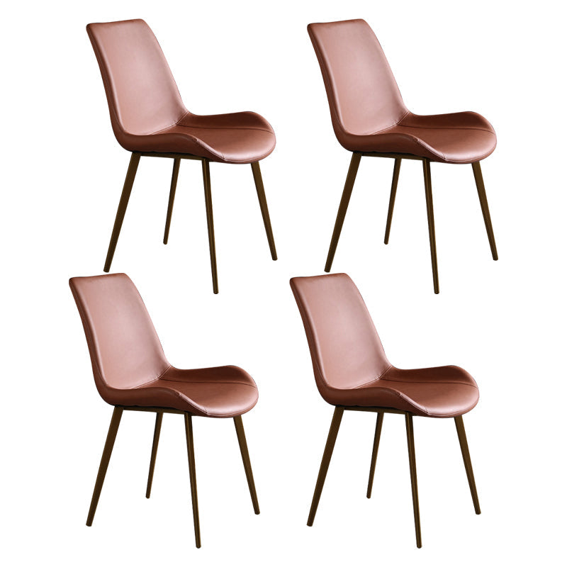 Metal Industrial Dining Kitchen Room Chair Solid Back Side Chair Brown 4 Piece Set Brass Gold Clearhalo ' kitchen&dining_furn' 'Dining Chairs' 'Dining Tables & Seating' 'dining_chair' 'furn' 'furn_dining_chair' 'Furniture' 'furniture_dining_chair' 'Kitchen & Dining Furniture' 'kitchen' 4600125