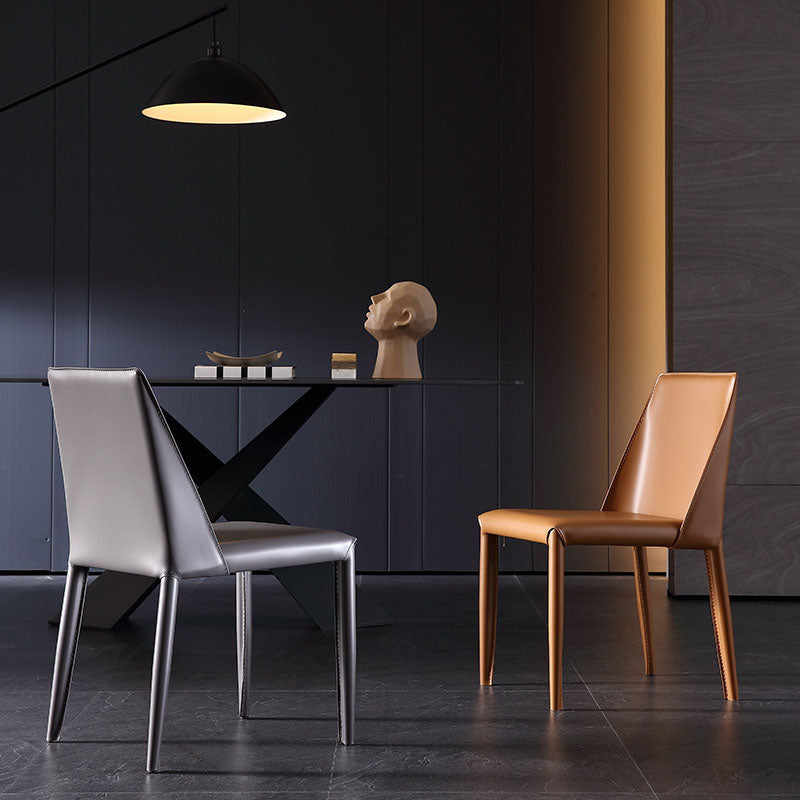 Contemporary Armless Leather Dining Chair Metal Dining Room Chairs Clearhalo ' kitchen&dining_furn' 'Dining Chairs' 'Dining Tables & Seating' 'dining_chair' 'furn' 'furn_dining_chair' 'Furniture' 'furniture_dining_chair' 'Kitchen & Dining Furniture' 'kitchen' 4600130