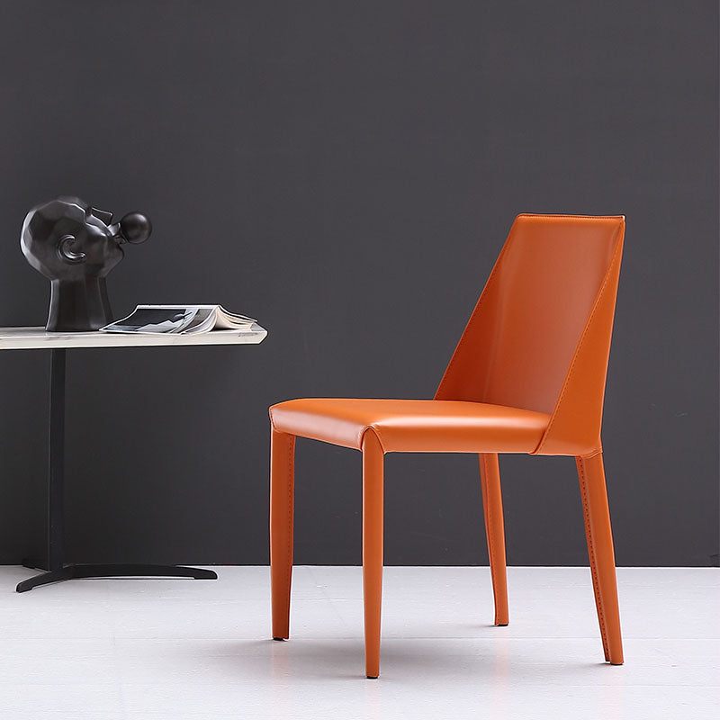 Contemporary Armless Leather Dining Chair Metal Dining Room Chairs Clearhalo ' kitchen&dining_furn' 'Dining Chairs' 'Dining Tables & Seating' 'dining_chair' 'furn' 'furn_dining_chair' 'Furniture' 'furniture_dining_chair' 'Kitchen & Dining Furniture' 'kitchen' 4600132