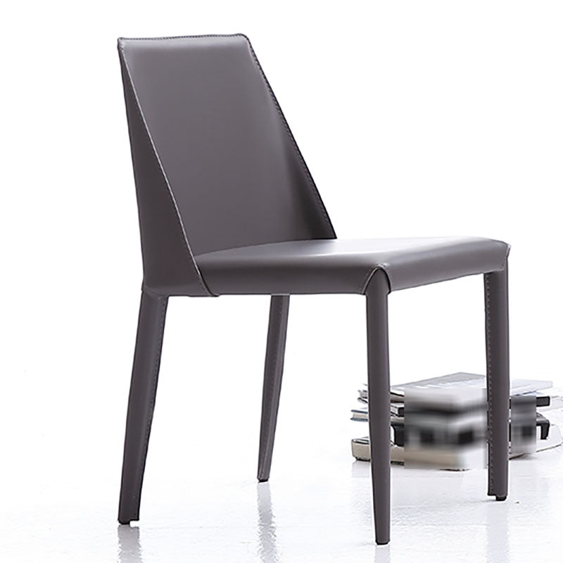 Contemporary Armless Leather Dining Chair Metal Dining Room Chairs Clearhalo ' kitchen&dining_furn' 'Dining Chairs' 'Dining Tables & Seating' 'dining_chair' 'furn' 'furn_dining_chair' 'Furniture' 'furniture_dining_chair' 'Kitchen & Dining Furniture' 'kitchen' 4600134