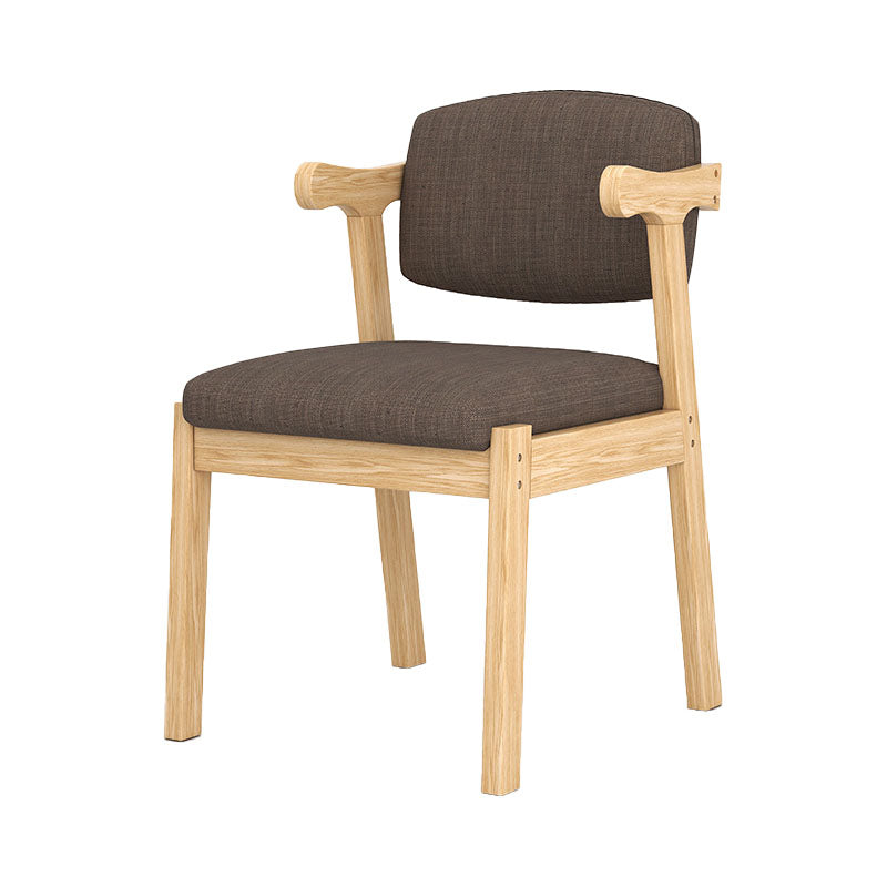 Modern Study Room Open Back Arm Chair Matte Finish Fabric Dining Chair Coffee Natural Wood 1 Piece Clearhalo ' kitchen&dining_furn' 'Dining Chairs' 'Dining Tables & Seating' 'dining_chair' 'Furniture' 'furniture_dining_chair' 'Kitchen & Dining Furniture' 'kitchen' 4600149