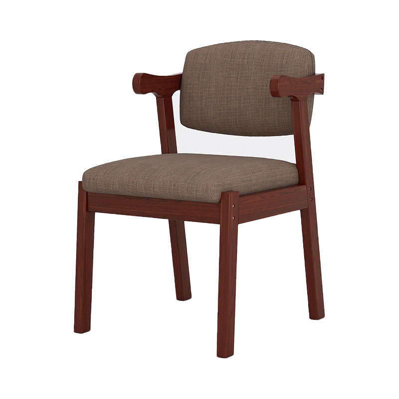 Modern Study Room Open Back Arm Chair Matte Finish Fabric Dining Chair Coffee Walnut 1 Piece Clearhalo ' kitchen&dining_furn' 'Dining Chairs' 'Dining Tables & Seating' 'dining_chair' 'Furniture' 'furniture_dining_chair' 'Kitchen & Dining Furniture' 'kitchen' 4600154