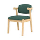 Modern Study Room Open Back Arm Chair Matte Finish Fabric Dining Chair Dark Green Natural Wood 1 Piece Clearhalo ' kitchen&dining_furn' 'Dining Chairs' 'Dining Tables & Seating' 'dining_chair' 'Furniture' 'furniture_dining_chair' 'Kitchen & Dining Furniture' 'kitchen' 4600161