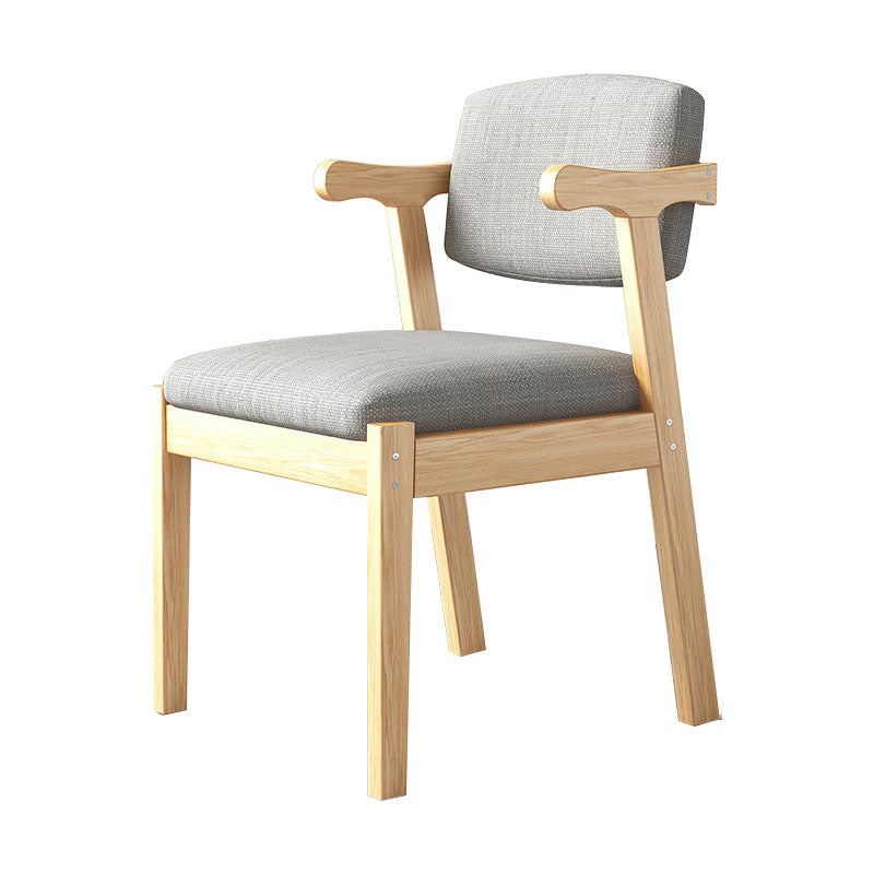 Modern Study Room Open Back Arm Chair Matte Finish Fabric Dining Chair Grey Natural Wood 1 Piece Clearhalo ' kitchen&dining_furn' 'Dining Chairs' 'Dining Tables & Seating' 'dining_chair' 'Furniture' 'furniture_dining_chair' 'Kitchen & Dining Furniture' 'kitchen' 4600163