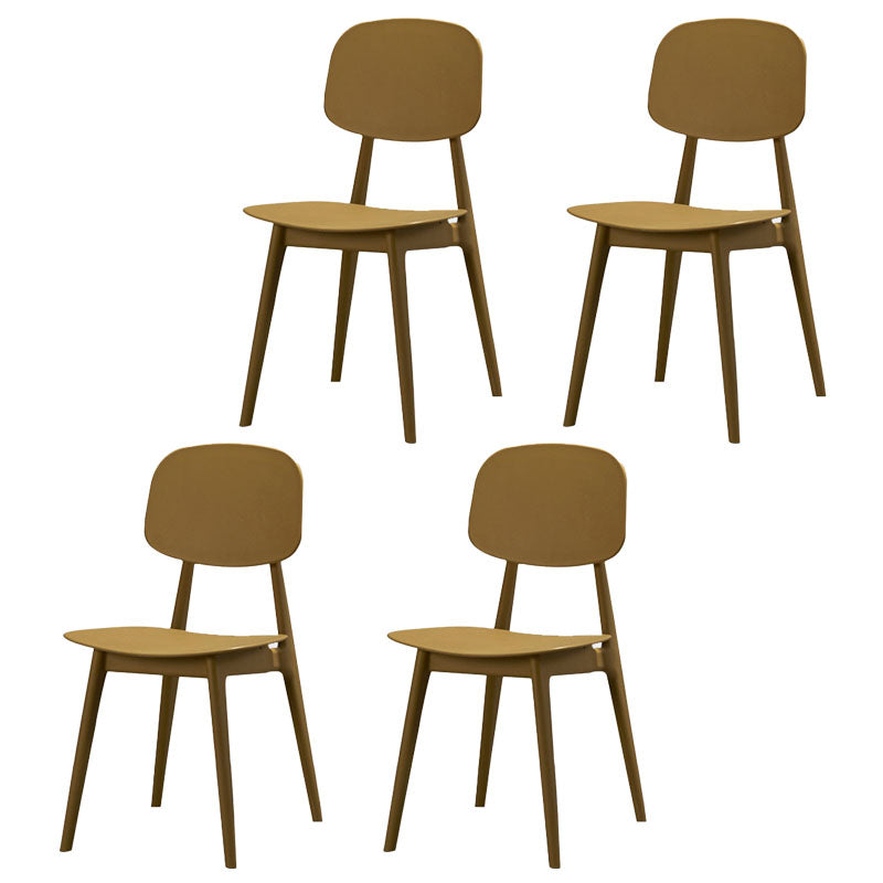 Scandinavian Design Open Back Dining Side Chair Plastic Dining Armless Chair Yellow 4 Piece Set Clearhalo ' kitchen&dining_furn' 'Dining Chairs' 'Dining Tables & Seating' 'dining_chair' 'furn' 'furn_dining_chair' 'Furniture' 'furniture_dining_chair' 'Kitchen & Dining Furniture' 'kitchen' 4600175