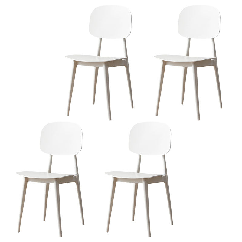 Scandinavian Design Open Back Dining Side Chair Plastic Dining Armless Chair White 4 Piece Set Clearhalo ' kitchen&dining_furn' 'Dining Chairs' 'Dining Tables & Seating' 'dining_chair' 'furn' 'furn_dining_chair' 'Furniture' 'furniture_dining_chair' 'Kitchen & Dining Furniture' 'kitchen' 4600182