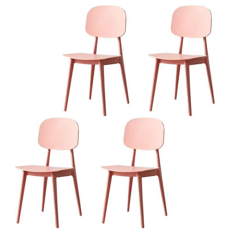 Scandinavian Design Open Back Dining Side Chair Plastic Dining Armless Chair Pink 4 Piece Set Clearhalo ' kitchen&dining_furn' 'Dining Chairs' 'Dining Tables & Seating' 'dining_chair' 'furn' 'furn_dining_chair' 'Furniture' 'furniture_dining_chair' 'Kitchen & Dining Furniture' 'kitchen' 4600190