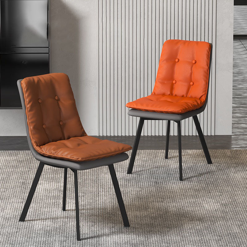 Industrial Style Faux Leather Dining Chairs Armless Solid Back Chair Clearhalo ' kitchen&dining_furn' 'Dining Chairs' 'Dining Tables & Seating' 'dining_chair' 'furn' 'furn_dining_chair' 'Furniture' 'furniture_dining_chair' 'Kitchen & Dining Furniture' 'kitchen' 4600196