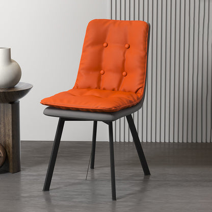 Industrial Style Faux Leather Dining Chairs Armless Solid Back Chair Orange 1 Piece Clearhalo ' kitchen&dining_furn' 'Dining Chairs' 'Dining Tables & Seating' 'dining_chair' 'furn' 'furn_dining_chair' 'Furniture' 'furniture_dining_chair' 'Kitchen & Dining Furniture' 'kitchen' 4600197