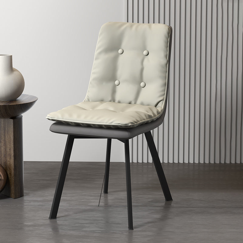 Industrial Style Faux Leather Dining Chairs Armless Solid Back Chair White 1 Piece Clearhalo ' kitchen&dining_furn' 'Dining Chairs' 'Dining Tables & Seating' 'dining_chair' 'furn' 'furn_dining_chair' 'Furniture' 'furniture_dining_chair' 'Kitchen & Dining Furniture' 'kitchen' 4600202