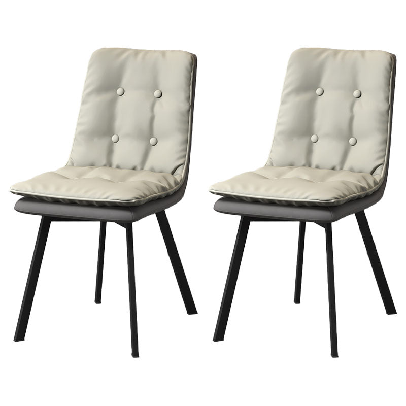 Industrial Style Faux Leather Dining Chairs Armless Solid Back Chair White 2 Piece Set Clearhalo ' kitchen&dining_furn' 'Dining Chairs' 'Dining Tables & Seating' 'dining_chair' 'furn' 'furn_dining_chair' 'Furniture' 'furniture_dining_chair' 'Kitchen & Dining Furniture' 'kitchen' 4600205