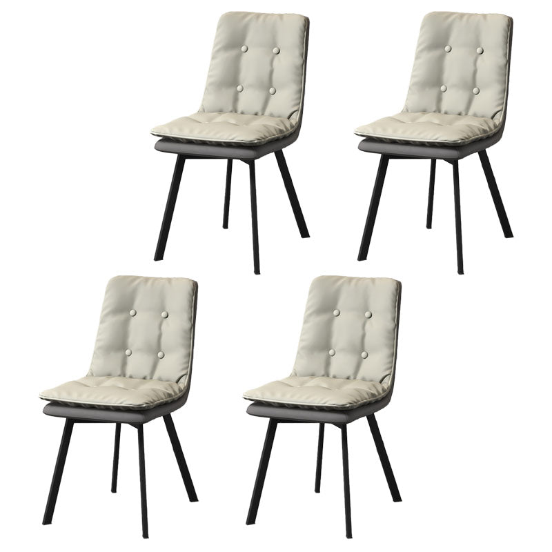 Industrial Style Faux Leather Dining Chairs Armless Solid Back Chair White 4 Piece Set Clearhalo ' kitchen&dining_furn' 'Dining Chairs' 'Dining Tables & Seating' 'dining_chair' 'furn' 'furn_dining_chair' 'Furniture' 'furniture_dining_chair' 'Kitchen & Dining Furniture' 'kitchen' 4600207