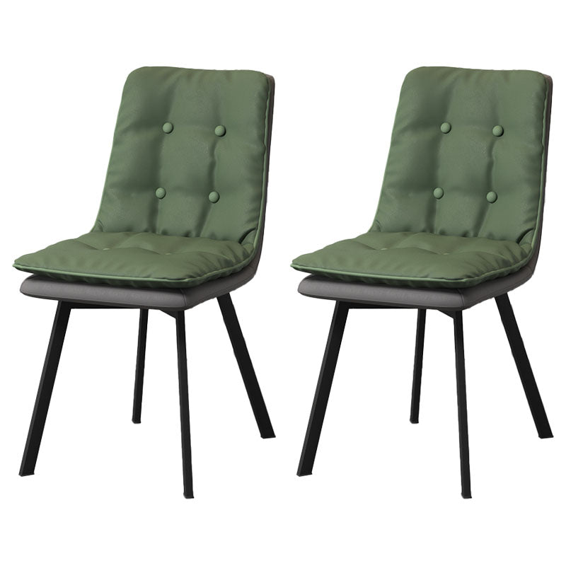 Industrial Style Faux Leather Dining Chairs Armless Solid Back Chair Blackish Green 2 Piece Set Clearhalo ' kitchen&dining_furn' 'Dining Chairs' 'Dining Tables & Seating' 'dining_chair' 'furn' 'furn_dining_chair' 'Furniture' 'furniture_dining_chair' 'Kitchen & Dining Furniture' 'kitchen' 4600210