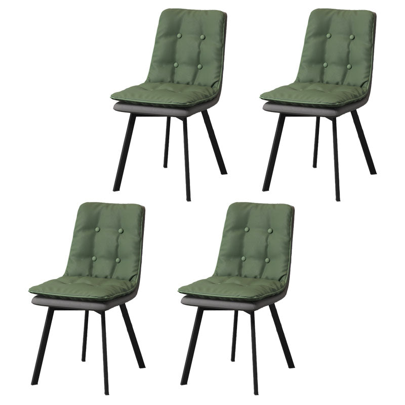 Industrial Style Faux Leather Dining Chairs Armless Solid Back Chair Blackish Green 4 Piece Set Clearhalo ' kitchen&dining_furn' 'Dining Chairs' 'Dining Tables & Seating' 'dining_chair' 'furn' 'furn_dining_chair' 'Furniture' 'furniture_dining_chair' 'Kitchen & Dining Furniture' 'kitchen' 4600213