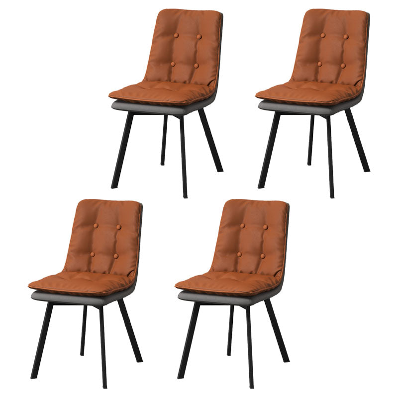 Industrial Style Faux Leather Dining Chairs Armless Solid Back Chair Brown 4 Piece Set Clearhalo ' kitchen&dining_furn' 'Dining Chairs' 'Dining Tables & Seating' 'dining_chair' 'furn' 'furn_dining_chair' 'Furniture' 'furniture_dining_chair' 'Kitchen & Dining Furniture' 'kitchen' 4600217