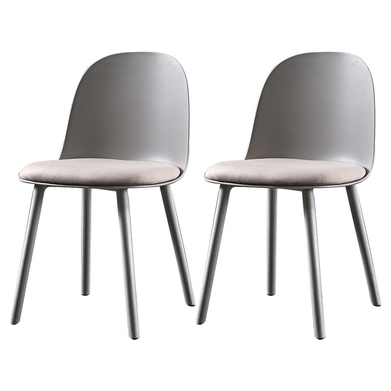 Contemporary Chair Dining Armless Side Chairs with Plastic Legs for Kitchen Silver Gray 2 Piece Set Clearhalo ' kitchen&dining_furn' 'Dining Chairs' 'Dining Tables & Seating' 'dining_chair' 'furn' 'furn_dining_chair' 'Furniture' 'furniture_dining_chair' 'Kitchen & Dining Furniture' 'kitchen' 4600228