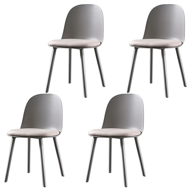 Contemporary Chair Dining Armless Side Chairs with Plastic Legs for Kitchen Silver Gray 4 Piece Set Clearhalo ' kitchen&dining_furn' 'Dining Chairs' 'Dining Tables & Seating' 'dining_chair' 'furn' 'furn_dining_chair' 'Furniture' 'furniture_dining_chair' 'Kitchen & Dining Furniture' 'kitchen' 4600230