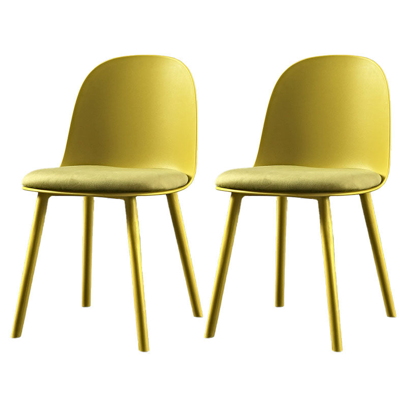 Contemporary Chair Dining Armless Side Chairs with Plastic Legs for Kitchen Yellow 2 Piece Set Clearhalo ' kitchen&dining_furn' 'Dining Chairs' 'Dining Tables & Seating' 'dining_chair' 'furn' 'furn_dining_chair' 'Furniture' 'furniture_dining_chair' 'Kitchen & Dining Furniture' 'kitchen' 4600239