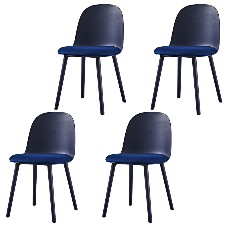 Contemporary Chair Dining Armless Side Chairs with Plastic Legs for Kitchen Navy 4 Piece Set Clearhalo ' kitchen&dining_furn' 'Dining Chairs' 'Dining Tables & Seating' 'dining_chair' 'furn' 'furn_dining_chair' 'Furniture' 'furniture_dining_chair' 'Kitchen & Dining Furniture' 'kitchen' 4600251