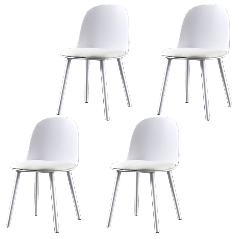 Contemporary Chair Dining Armless Side Chairs with Plastic Legs for Kitchen White 4 Piece Set Clearhalo ' kitchen&dining_furn' 'Dining Chairs' 'Dining Tables & Seating' 'dining_chair' 'furn' 'furn_dining_chair' 'Furniture' 'furniture_dining_chair' 'Kitchen & Dining Furniture' 'kitchen' 4600254