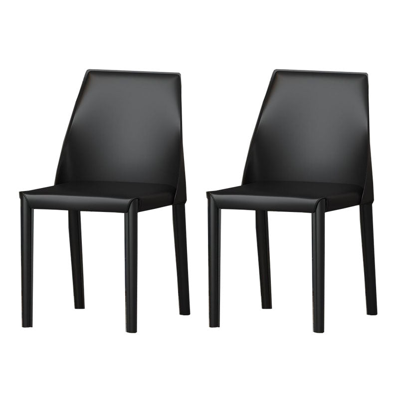 Contemporary Faux Leather Dining Chair Metal Dining Armless Chairs for Home Use Black 2 Piece Set Clearhalo ' kitchen&dining_furn' 'Dining Chairs' 'Dining Tables & Seating' 'dining_chair' 'furn' 'furn_dining_chair' 'Furniture' 'furniture_dining_chair' 'Kitchen & Dining Furniture' 'kitchen' 4600276