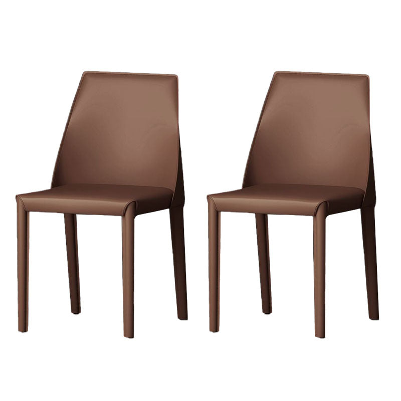 Contemporary Faux Leather Dining Chair Metal Dining Armless Chairs for Home Use Dark Coffee 2 Piece Set Clearhalo ' kitchen&dining_furn' 'Dining Chairs' 'Dining Tables & Seating' 'dining_chair' 'furn' 'furn_dining_chair' 'Furniture' 'furniture_dining_chair' 'Kitchen & Dining Furniture' 'kitchen' 4600280