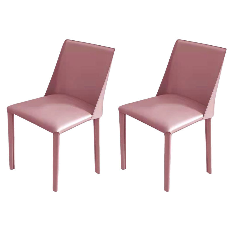 Contemporary Faux Leather Dining Chair Metal Dining Armless Chairs for Home Use Purple Pink 2 Piece Set Clearhalo ' kitchen&dining_furn' 'Dining Chairs' 'Dining Tables & Seating' 'dining_chair' 'furn' 'furn_dining_chair' 'Furniture' 'furniture_dining_chair' 'Kitchen & Dining Furniture' 'kitchen' 4600282