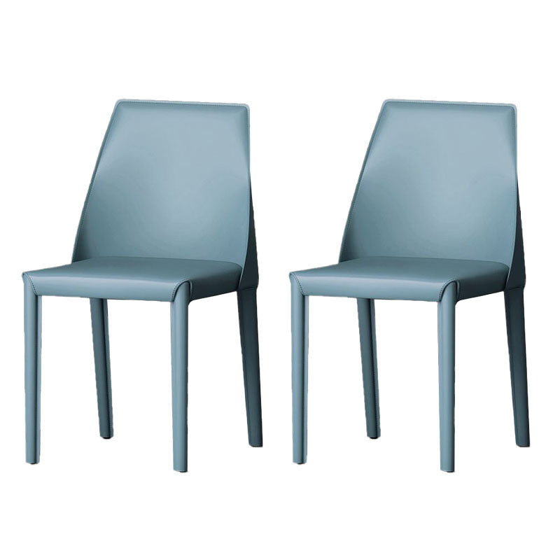 Contemporary Faux Leather Dining Chair Metal Dining Armless Chairs for Home Use Light Blue 2 Piece Set Clearhalo ' kitchen&dining_furn' 'Dining Chairs' 'Dining Tables & Seating' 'dining_chair' 'furn' 'furn_dining_chair' 'Furniture' 'furniture_dining_chair' 'Kitchen & Dining Furniture' 'kitchen' 4600285