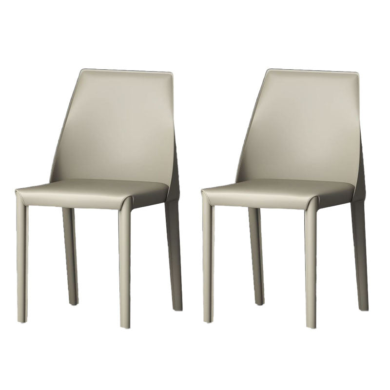 Contemporary Faux Leather Dining Chair Metal Dining Armless Chairs for Home Use Light Gray 2 Piece Set Clearhalo ' kitchen&dining_furn' 'Dining Chairs' 'Dining Tables & Seating' 'dining_chair' 'furn' 'furn_dining_chair' 'Furniture' 'furniture_dining_chair' 'Kitchen & Dining Furniture' 'kitchen' 4600287