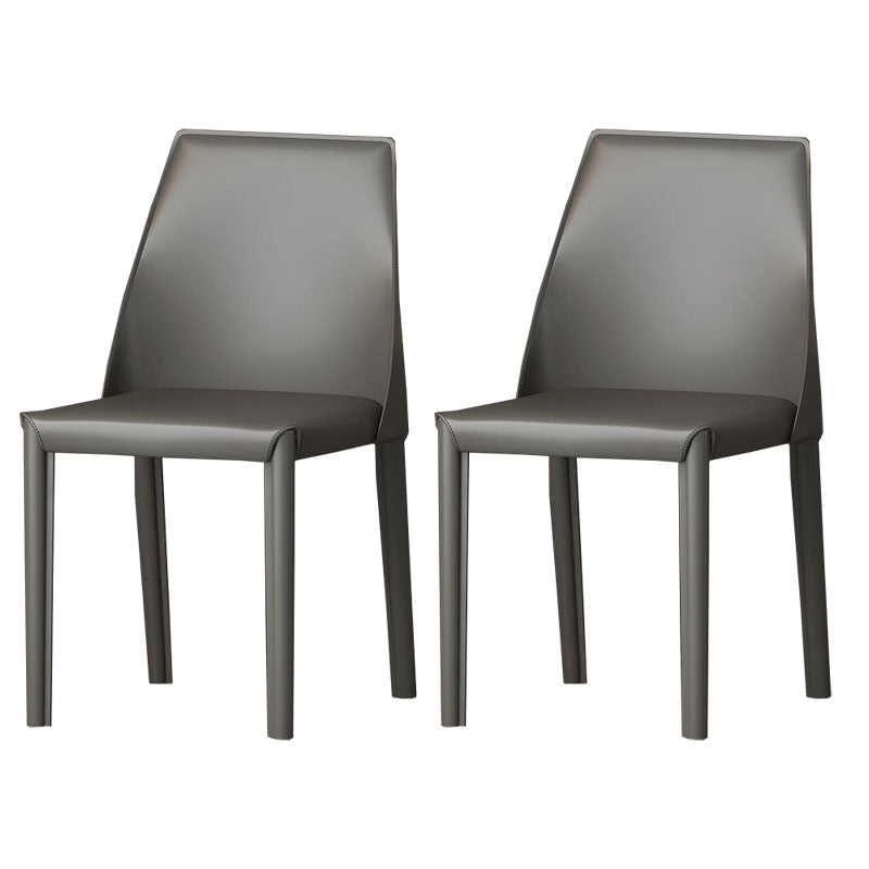 Contemporary Faux Leather Dining Chair Metal Dining Armless Chairs for Home Use Dark Gray 2 Piece Set Clearhalo ' kitchen&dining_furn' 'Dining Chairs' 'Dining Tables & Seating' 'dining_chair' 'furn' 'furn_dining_chair' 'Furniture' 'furniture_dining_chair' 'Kitchen & Dining Furniture' 'kitchen' 4600289