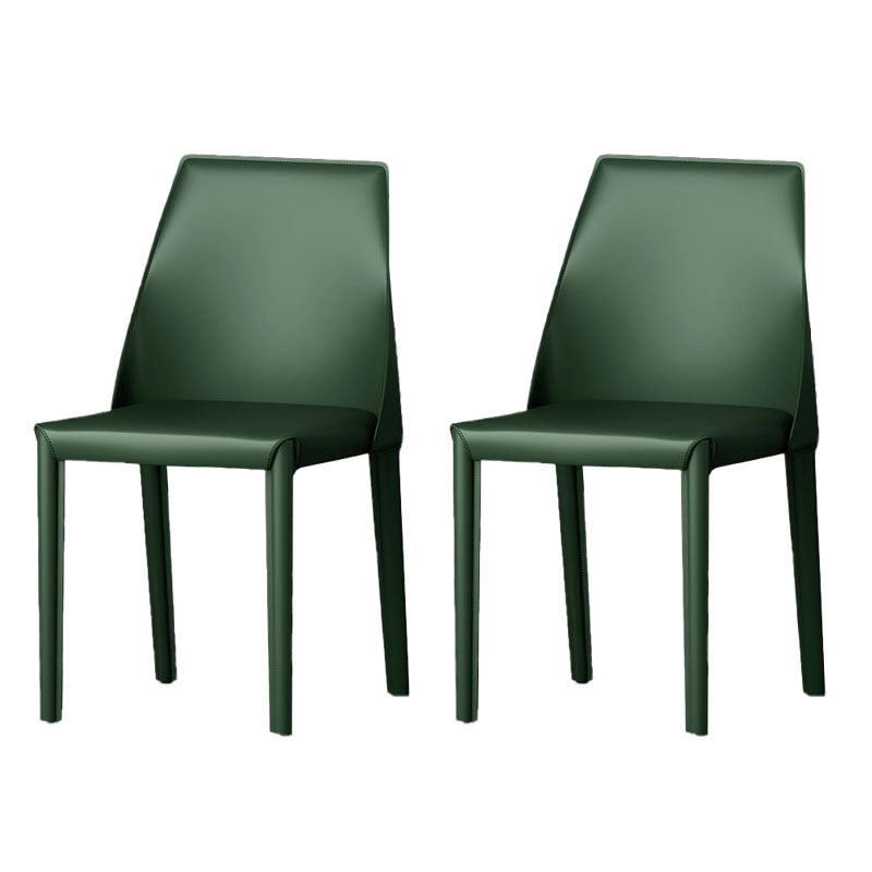Contemporary Faux Leather Dining Chair Metal Dining Armless Chairs for Home Use Blackish Green 2 Piece Set Clearhalo ' kitchen&dining_furn' 'Dining Chairs' 'Dining Tables & Seating' 'dining_chair' 'furn' 'furn_dining_chair' 'Furniture' 'furniture_dining_chair' 'Kitchen & Dining Furniture' 'kitchen' 4600291