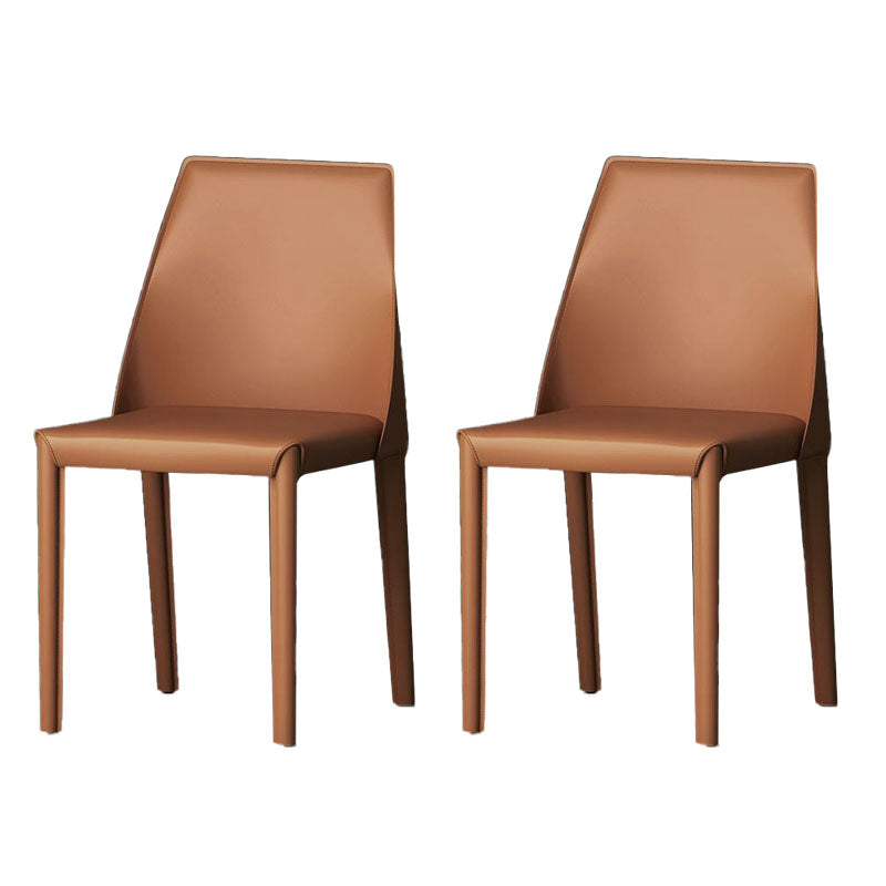 Contemporary Faux Leather Dining Chair Metal Dining Armless Chairs for Home Use Light Coffee 2 Piece Set Clearhalo ' kitchen&dining_furn' 'Dining Chairs' 'Dining Tables & Seating' 'dining_chair' 'furn' 'furn_dining_chair' 'Furniture' 'furniture_dining_chair' 'Kitchen & Dining Furniture' 'kitchen' 4600293