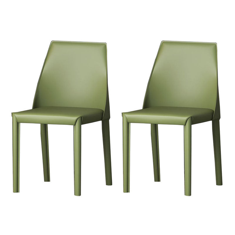 Contemporary Faux Leather Dining Chair Metal Dining Armless Chairs for Home Use Pea Green 2 Piece Set Clearhalo ' kitchen&dining_furn' 'Dining Chairs' 'Dining Tables & Seating' 'dining_chair' 'furn' 'furn_dining_chair' 'Furniture' 'furniture_dining_chair' 'Kitchen & Dining Furniture' 'kitchen' 4600295
