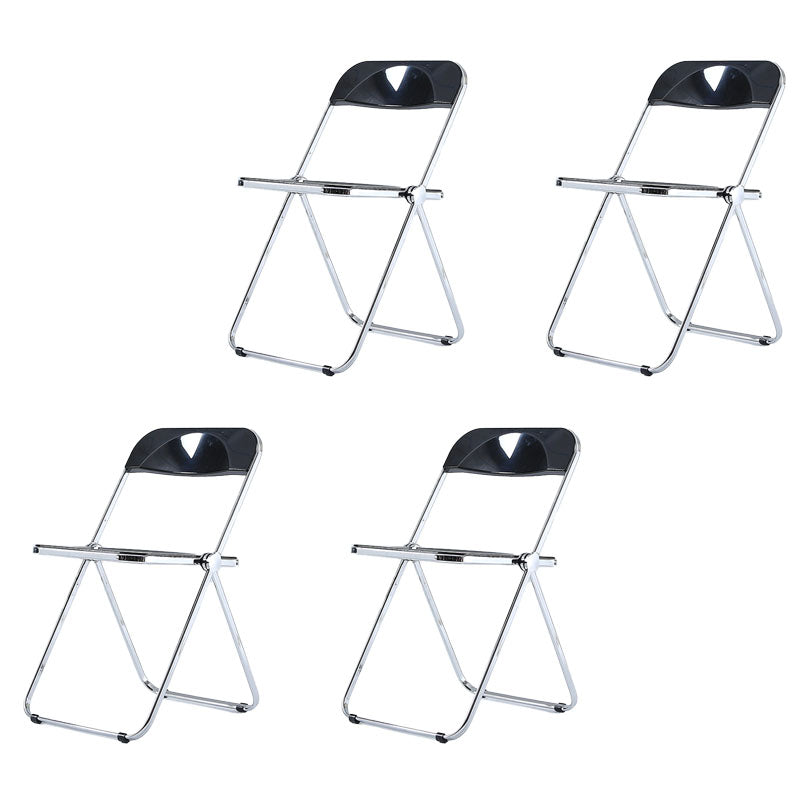 Industrial Style Open Back Dining Side Chair Plastic Dining Armless Chair Black 4 Piece Set Clearhalo ' kitchen&dining_furn' 'Dining Chairs' 'Dining Tables & Seating' 'dining_chair' 'furn' 'furn_dining_chair' 'Furniture' 'furniture_dining_chair' 'Kitchen & Dining Furniture' 'kitchen' 4600308