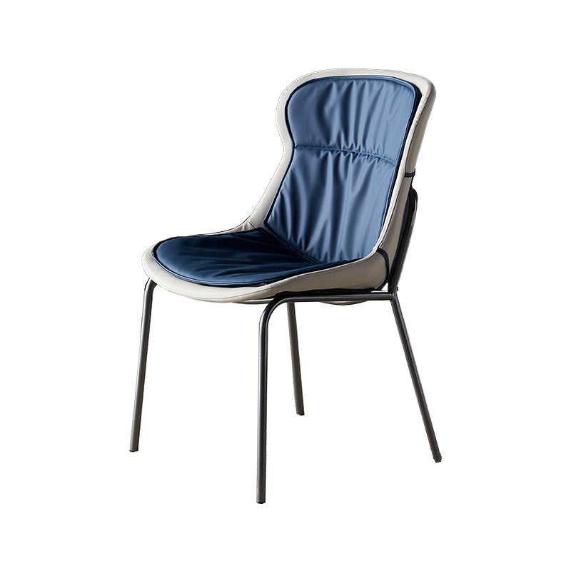 Metal Industrial Indoor-Outdoor Chairs Solid Back Side Chair Navy Blue 1 Piece Silver Clearhalo ' kitchen&dining_furn' 'Dining Chairs' 'Dining Tables & Seating' 'dining_chair' 'furn' 'furn_dining_chair' 'Furniture' 'furniture_dining_chair' 'Kitchen & Dining Furniture' 'kitchen' 4600341