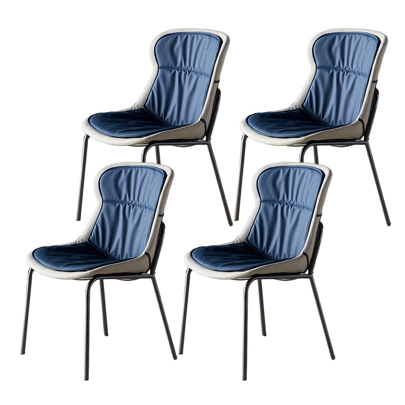 Metal Industrial Indoor-Outdoor Chairs Solid Back Side Chair Navy Blue 4 Piece Set Silver Clearhalo ' kitchen&dining_furn' 'Dining Chairs' 'Dining Tables & Seating' 'dining_chair' 'furn' 'furn_dining_chair' 'Furniture' 'furniture_dining_chair' 'Kitchen & Dining Furniture' 'kitchen' 4600346