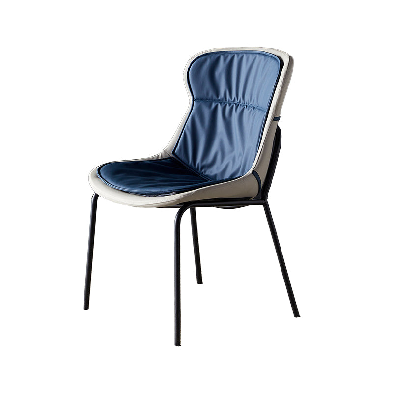 Metal Industrial Indoor-Outdoor Chairs Solid Back Side Chair Navy Blue 1 Piece Black Clearhalo ' kitchen&dining_furn' 'Dining Chairs' 'Dining Tables & Seating' 'dining_chair' 'furn' 'furn_dining_chair' 'Furniture' 'furniture_dining_chair' 'Kitchen & Dining Furniture' 'kitchen' 4600347
