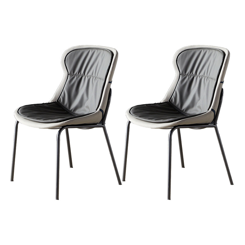 Metal Industrial Indoor-Outdoor Chairs Solid Back Side Chair Dark Gray 2 Piece Set Silver Clearhalo ' kitchen&dining_furn' 'Dining Chairs' 'Dining Tables & Seating' 'dining_chair' 'furn' 'furn_dining_chair' 'Furniture' 'furniture_dining_chair' 'Kitchen & Dining Furniture' 'kitchen' 4600356