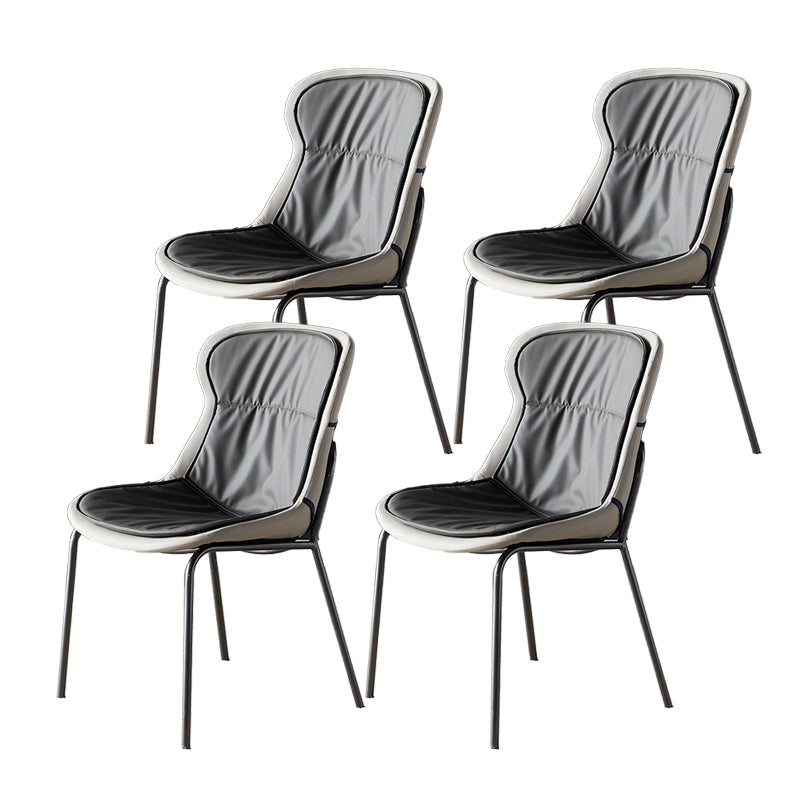 Metal Industrial Indoor-Outdoor Chairs Solid Back Side Chair Dark Gray 4 Piece Set Silver Clearhalo ' kitchen&dining_furn' 'Dining Chairs' 'Dining Tables & Seating' 'dining_chair' 'furn' 'furn_dining_chair' 'Furniture' 'furniture_dining_chair' 'Kitchen & Dining Furniture' 'kitchen' 4600357