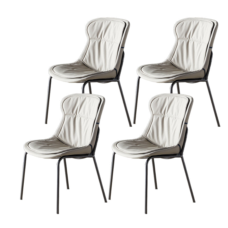 Metal Industrial Indoor-Outdoor Chairs Solid Back Side Chair Light Gray 4 Piece Set Silver Clearhalo ' kitchen&dining_furn' 'Dining Chairs' 'Dining Tables & Seating' 'dining_chair' 'furn' 'furn_dining_chair' 'Furniture' 'furniture_dining_chair' 'Kitchen & Dining Furniture' 'kitchen' 4600362