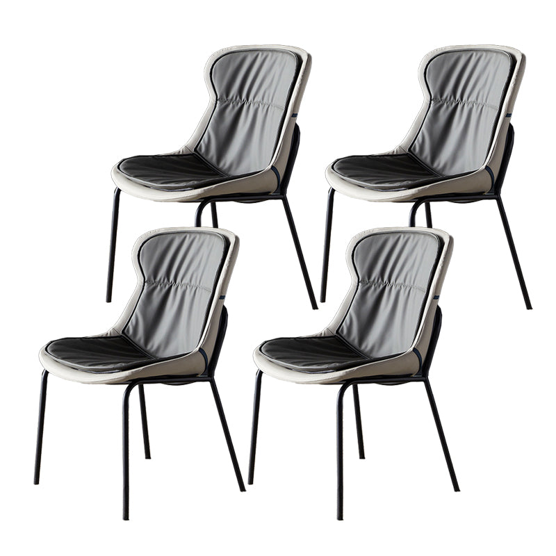 Metal Industrial Indoor-Outdoor Chairs Solid Back Side Chair Dark Gray 4 Piece Set Black Clearhalo ' kitchen&dining_furn' 'Dining Chairs' 'Dining Tables & Seating' 'dining_chair' 'furn' 'furn_dining_chair' 'Furniture' 'furniture_dining_chair' 'Kitchen & Dining Furniture' 'kitchen' 4600365