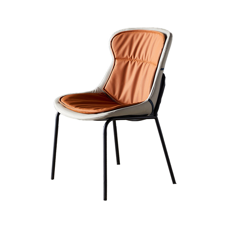 Metal Industrial Indoor-Outdoor Chairs Solid Back Side Chair Orange 1 Piece Black Clearhalo ' kitchen&dining_furn' 'Dining Chairs' 'Dining Tables & Seating' 'dining_chair' 'furn' 'furn_dining_chair' 'Furniture' 'furniture_dining_chair' 'Kitchen & Dining Furniture' 'kitchen' 4600372