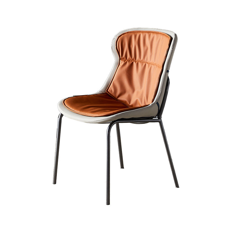 Metal Industrial Indoor-Outdoor Chairs Solid Back Side Chair Orange 1 Piece Silver Clearhalo ' kitchen&dining_furn' 'Dining Chairs' 'Dining Tables & Seating' 'dining_chair' 'furn' 'furn_dining_chair' 'Furniture' 'furniture_dining_chair' 'Kitchen & Dining Furniture' 'kitchen' 4600375