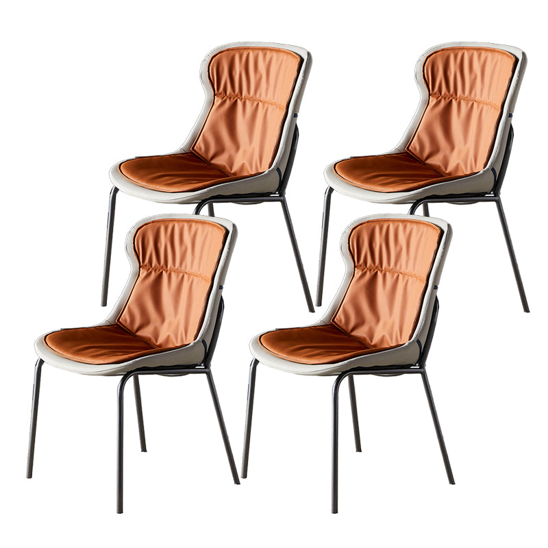 Metal Industrial Indoor-Outdoor Chairs Solid Back Side Chair Orange 4 Piece Set Silver Clearhalo ' kitchen&dining_furn' 'Dining Chairs' 'Dining Tables & Seating' 'dining_chair' 'furn' 'furn_dining_chair' 'Furniture' 'furniture_dining_chair' 'Kitchen & Dining Furniture' 'kitchen' 4600377