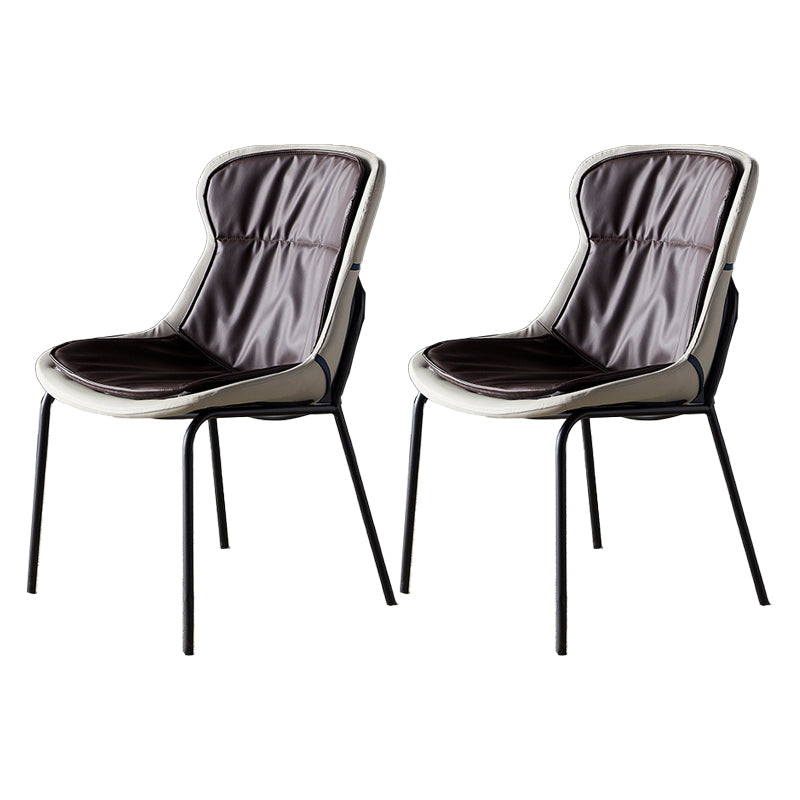 Metal Industrial Indoor-Outdoor Chairs Solid Back Side Chair Dark Brown 2 Piece Set Black Clearhalo ' kitchen&dining_furn' 'Dining Chairs' 'Dining Tables & Seating' 'dining_chair' 'furn' 'furn_dining_chair' 'Furniture' 'furniture_dining_chair' 'Kitchen & Dining Furniture' 'kitchen' 4600379